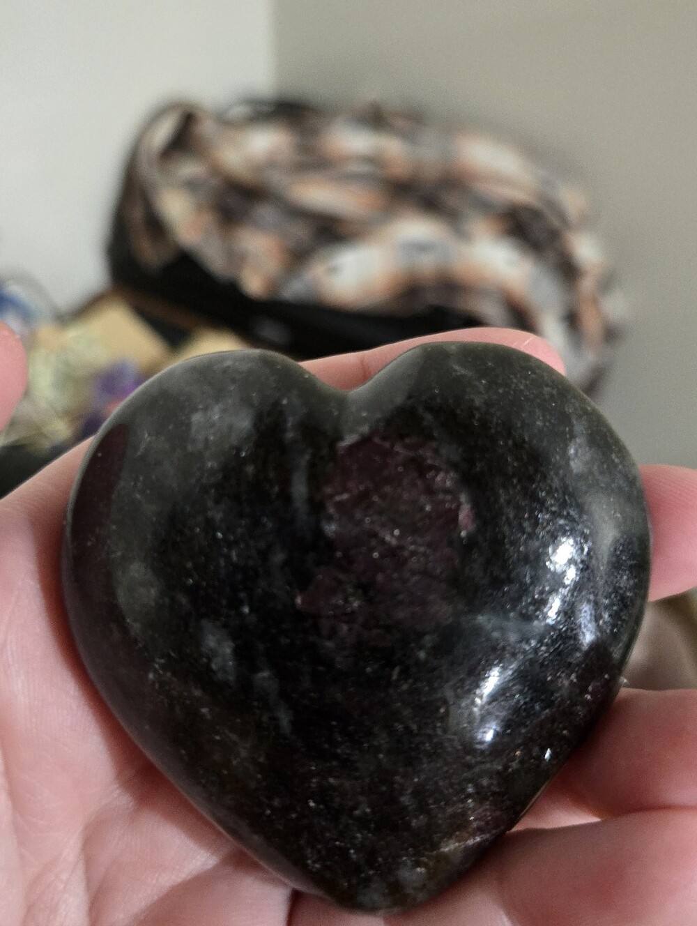 Ruby & Black Spinnel Crystal Heart Carving A